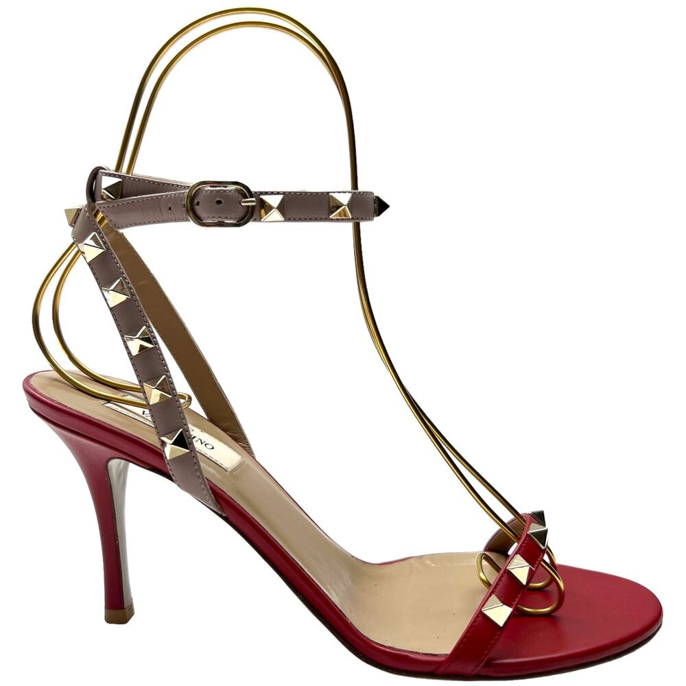 VALENTINO GARAVANI Rockstud Ankle Strap Sandals EU 38.5 US 8.5 Two Tone Heels